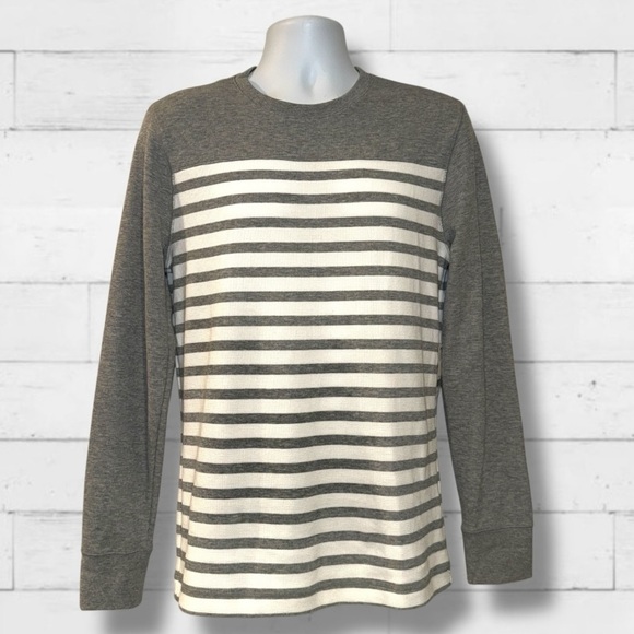 Banana Republic Men’s Pullover Long Sleeve Stripe Crewneck Gray White NWT Size M - Picture 5 of 15